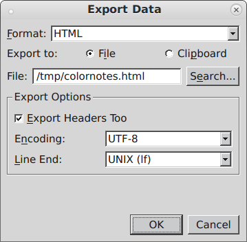 Sqliteman export window screenshot
